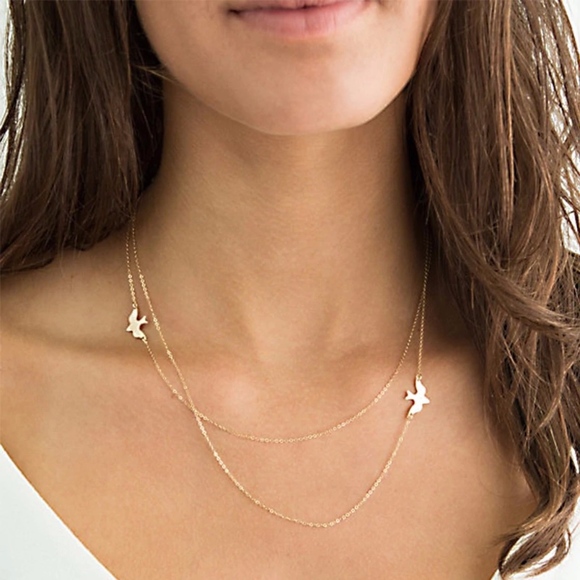 Jewelry - Twin Birds Layered Two Strand Gold Necklace